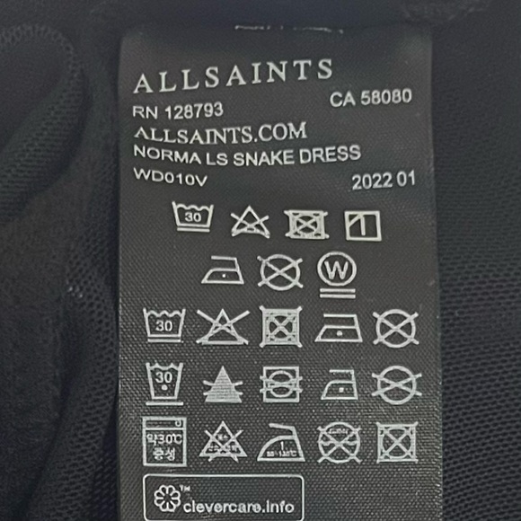 All Saints Norma Ruched Mesh Midi Dress Size 10 Snake Print - Picture 8 of 10